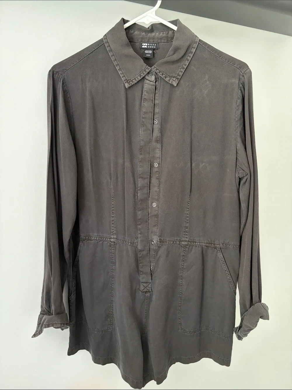 Billabong women long sleeve romper - Charcoal Gray